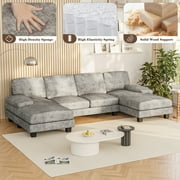 Homall U Shaped Sectional Sofa with Chenille Fabric Sofa Couch with Double Chaise
