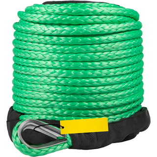 1/4'' Synthetic Winch Rope 50 Ft Heavy Duty 10,000LBs Winch Rope with Steel  Hook Rubber Stopper Protecting Sheath and Thimble Winch Rope Line