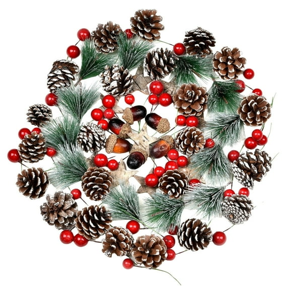 WMGHA 108 Piece Christmas Wreath Making Decoration Kit Including Artificial and Red Berries Suitable for DIY Holiday Decorations Perfect for Home and Festive Occasions. Artificial Flowers