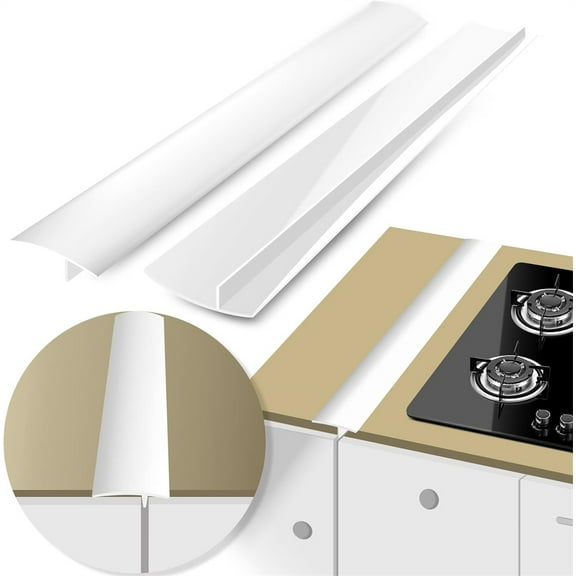 NOGIS Kitchen Stove Counter Gap Cover (2 pack), Long & Wide Gap Fillers Between Counters, Stoves, Washing Machines and Oven, Easy Clean Heat-Resistant, White 21 Inches