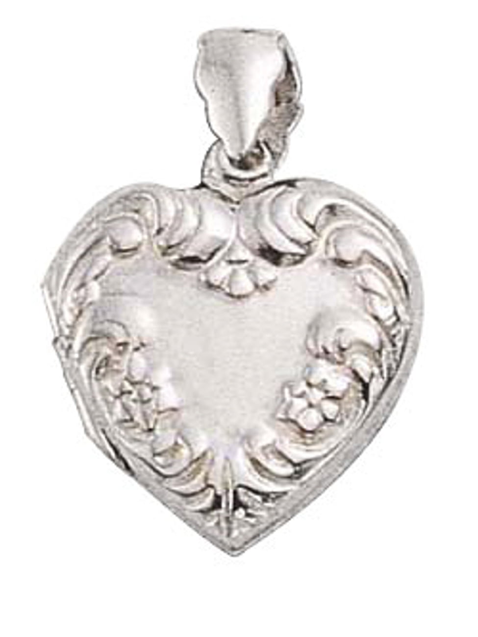 Sterling Silver Girls .8mm Box Chain Puffy Round Two Picture Locket Pendant Necklace