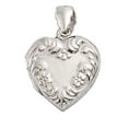thumbnail image 1 of Sterling Silver 18" 1mm Box Chain Floral Embossed Heart Locket Pendant Necklace, 1 of 2