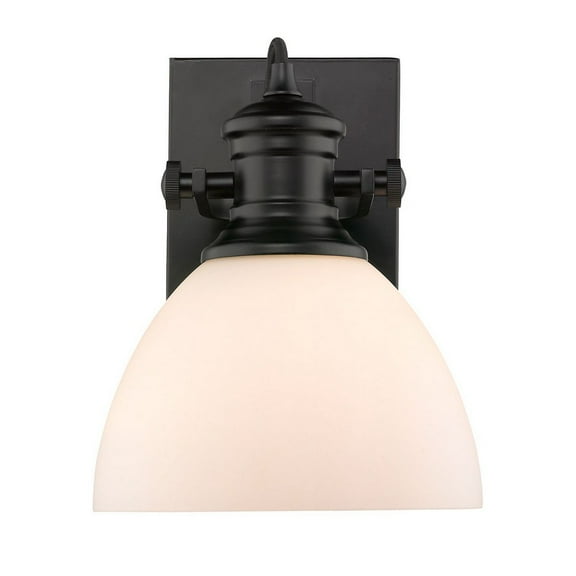 Yep by Golden Lighting Hines 1-light Vanity in Matte Black and Opal Glass