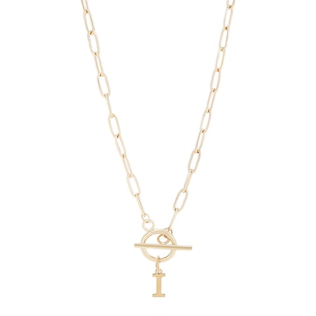 304 Stainless Steel Letter Pendant Necklaces Lead Free Nickel Free Cadmium Free Letter I 17.52 inch(44.5cm)~18.90 inch(48cm)
