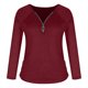 thumbnail image 5 of Puntoco moda mujer manga larga cuello en V sólido cremallera blusa otoño casual pulóver tops Puntoco Puntoco-4008, 5 of 6