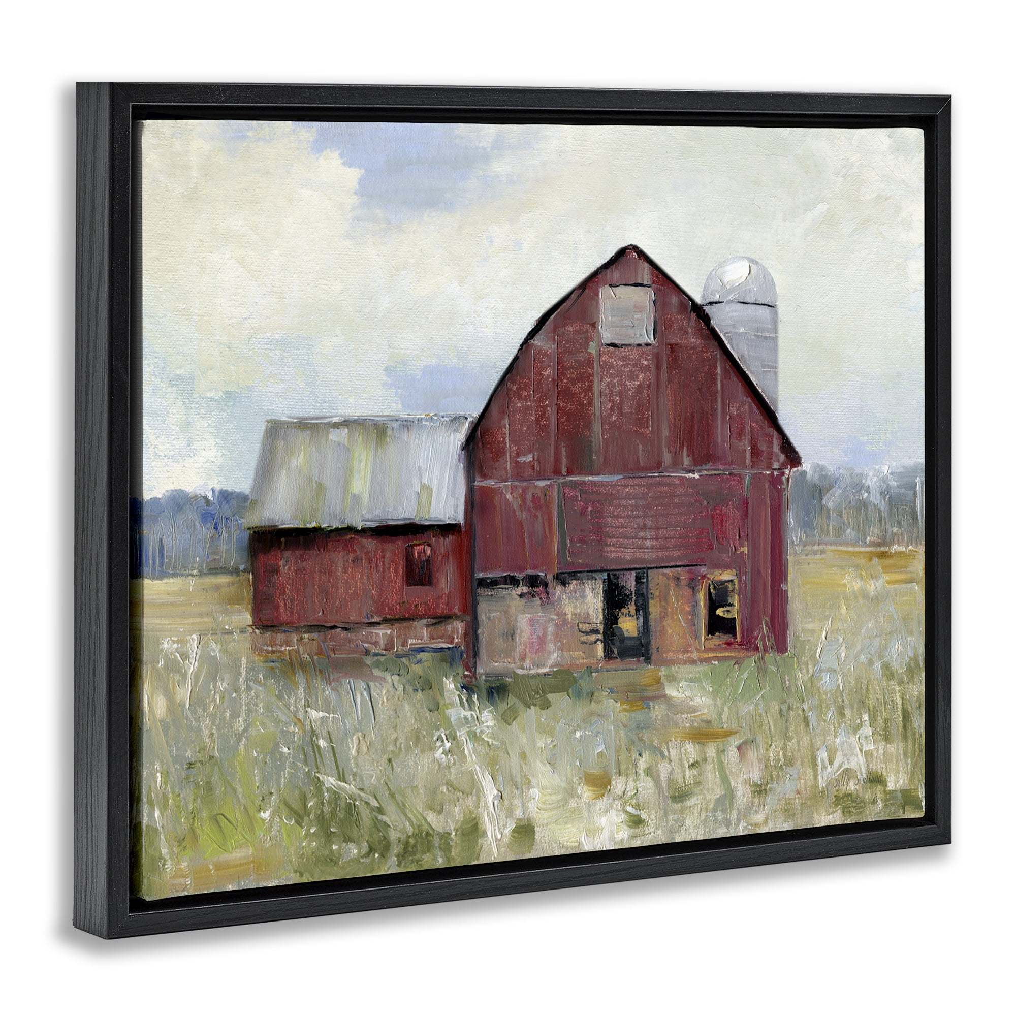 Stupell Industries Red Rugged Barn Black Framed Floater Canvas Wall Art, design by Sally Swatland