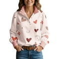 thumbnail image 2 of Heart Shirts for Women Button Up Valentine Long Sleeve Dressy Lapel Collared Blouses Cute Casual Outfits, 2 of 4