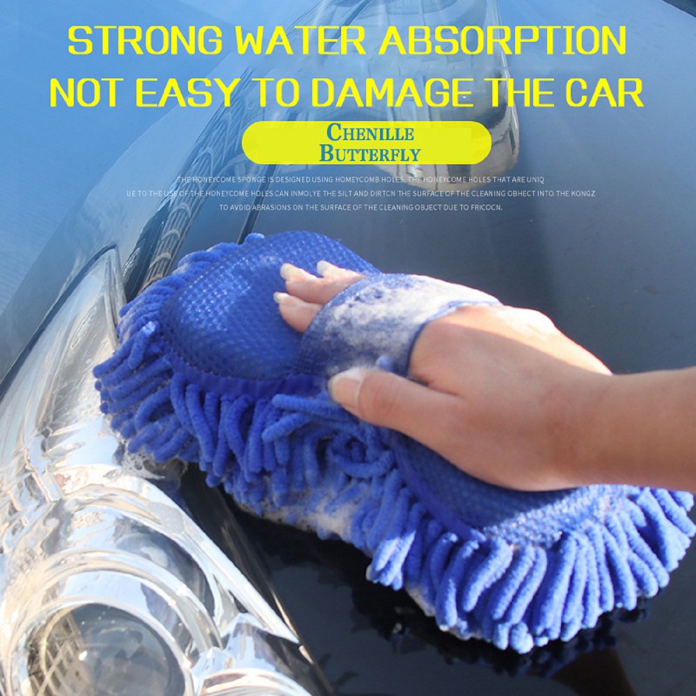 LNGOOR Car Wash Mitt (Extra Large) Premium Chenille Microfiber Wash