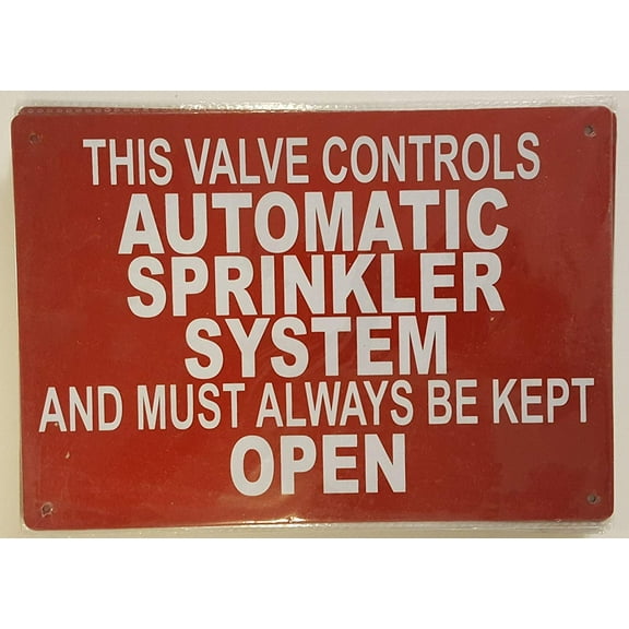 This Valve Controls Automatic Sprinkler SIGN (Aluminium Reflective Signs, RED 7x10)