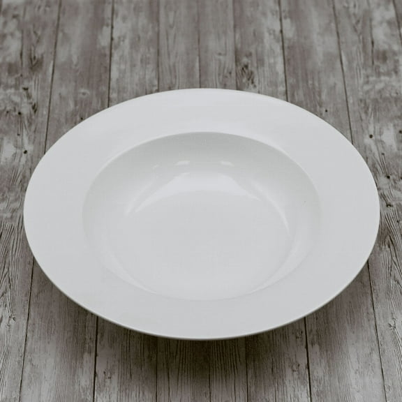 Set Of 3 Professional Rolled Rim White Deep Plate 12 inch |32 Oz