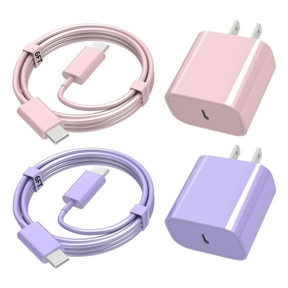 Charger Compatible with iPhone 17 16 15, 20W USB C Wall Charger,Type C Charger Block 2 Pack with 2 Pack 6FT Cable for iPhone 17/Pro/Pro Max/17 Air/16/15/15 Pro Max/iPad Pro/AirPods & More