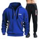 thumbnail image 3 of Conjuntos para hombre 2024, primavera otoño, sudadera con capucha y pantalones con cremallera, 2 piezas, chándal informal, traje deportivo para correr de marca para hombre, 3 of 5