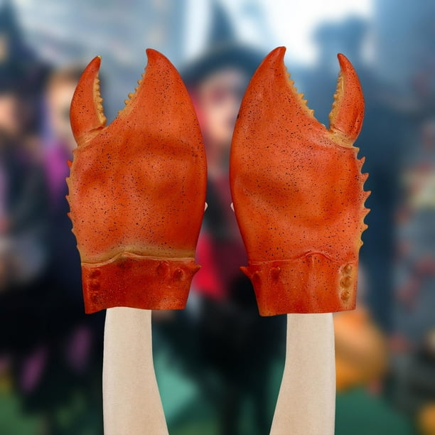 2 Piezas Guantes de Alicates de Cangrejo, Guantes de Animales de Halloween Disfraz de Cosplay de Látex Guantes de Pata Simulada para Vestidos, Fiestas