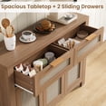thumbnail image 4 of 51.29 Inch Rattan Sideboard Cabinet with 3 Drawers and 2 Door Storage, Boho Hand Woven Buffet Console Table with Adjustable Shelf, Farmhouse Media Cabinet for Dining Room Living Room, Light Oak Dark O, 4 of 9