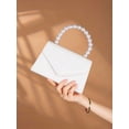 thumbnail image 2 of Women's White Envelope Clutch Purse with Faux Pearl Handle for Wedding Evening Party, 2 of 7