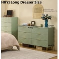 thumbnail image 3 of HRYJ 56" Wide Sage Green Dresser  Bedroom  Furniture Bedside Table  Chest of 6 Drawers Cabinet, 3 of 7