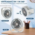 thumbnail image 4 of 3-en-1 Ventilador de Escritorio USB Recargable Silencioso 35dB, Abanico Portátil con Luz LED y Caja de Aromas, 4 Velocidades Ventilador de Mesa para Camping, Picnic, Oficina, Dormitorio, Blanco, 4 of 7