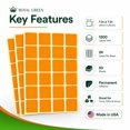thumbnail image 5 of Royal Green Color-Coding Labels Square Stickers 1 inch x 1 inch, 25mm Neon Orange - 1200 Pack, 5 of 6