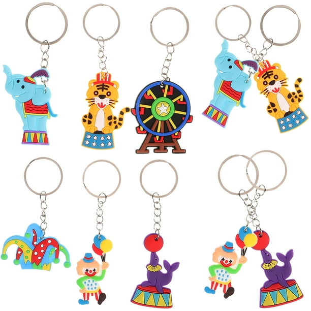 10 colgantes de silicona con forma de llave de circo. Llavero de silicona con forma de circo. Estilo aleatorio.