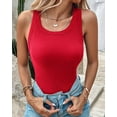 thumbnail image 2 of Women Built-in Bra Tank Tops Sleeveless Casual Shirts Racerback Ribbed Fitted Tank Tops, 2 of 6