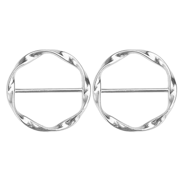 Elegante broche para bufanda con anillo decorativo de alta gama para ropa, con perlas y pedrería (plateado)