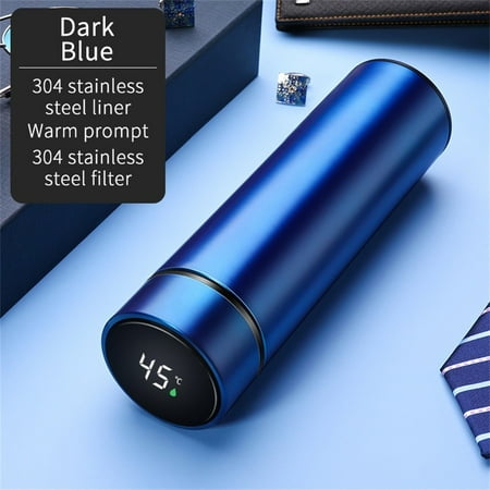 

Fancy Water Bottle with LED Temperature Display Stainless Steel Sports AutomotiveTravel Mug Leak Proof Keep Cold and Keep Warm Blue