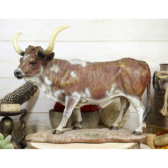 Lifelike North American Texas Longhorn Cattle Cow Steer Collectible Figurine 12"