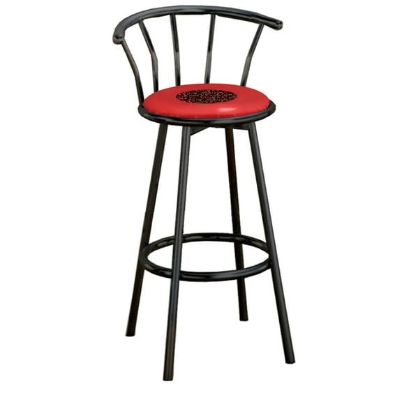 The Furniture King Bar Stool Black Metal with a Fun Novelty Themed Decal (Peace Love Happiness - Red)