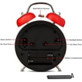thumbnail image 4 of Huangting Analog Alarm Clock 4" Twin Bell Vintage Red Silent Non-Ticking Quartz Battery Operated Extra Loud with Backlight for Bedside Table Desk, Retro Clocks Old Fashioned for Heavy Sleepers, 4 of 5