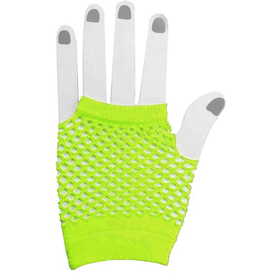 Adult's 80s Yellow Fishnet Gloves Costume Accessory