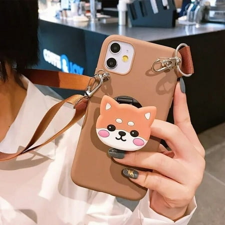 Luxury 3D Cartoon Dinosaur Stand Holder Phone Case For Honor 30 Lite 30i 30s X30i 50 SE 60 Pro Soft Silicone Cover With Strap