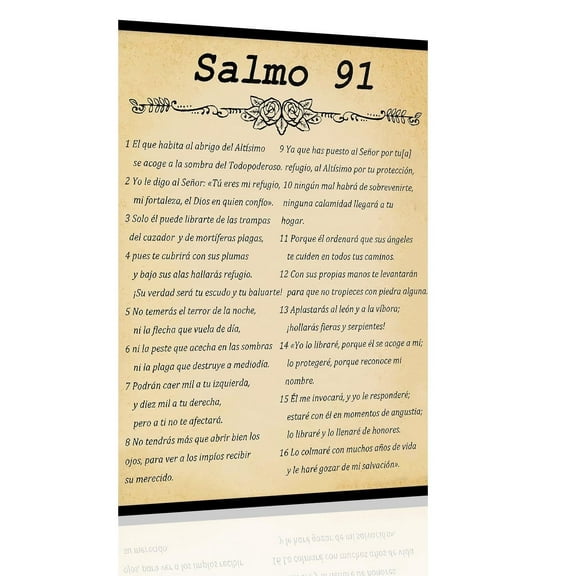 Salmo 91 En Español Para Pared Bible Verse Wall Art Scripture Biblical Psalm 91 Canvas Painting Christian Prayer Room Office Living Room Decor Gifts