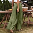 thumbnail image 6 of Outfmvch Wide Leg Linen Pants for Women Long Lounge Travel Pants Wide Leg Linen Pants Culottes for Womens Long Lounge Pant Gauchos for Women Baggy Linen Wide Leg Women's Culottes Army Green S-2XL, 6 of 9