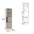 thumbnail image 6 of Living Room Cabinets Corner bar cabinet 71" H, with two shelves at the top, 1 glass holder, 8 exterior bottle racks, 1 central shelf and a lower drawer with 2 side doors, light gray,Wooden Cabinets, 6 of 7