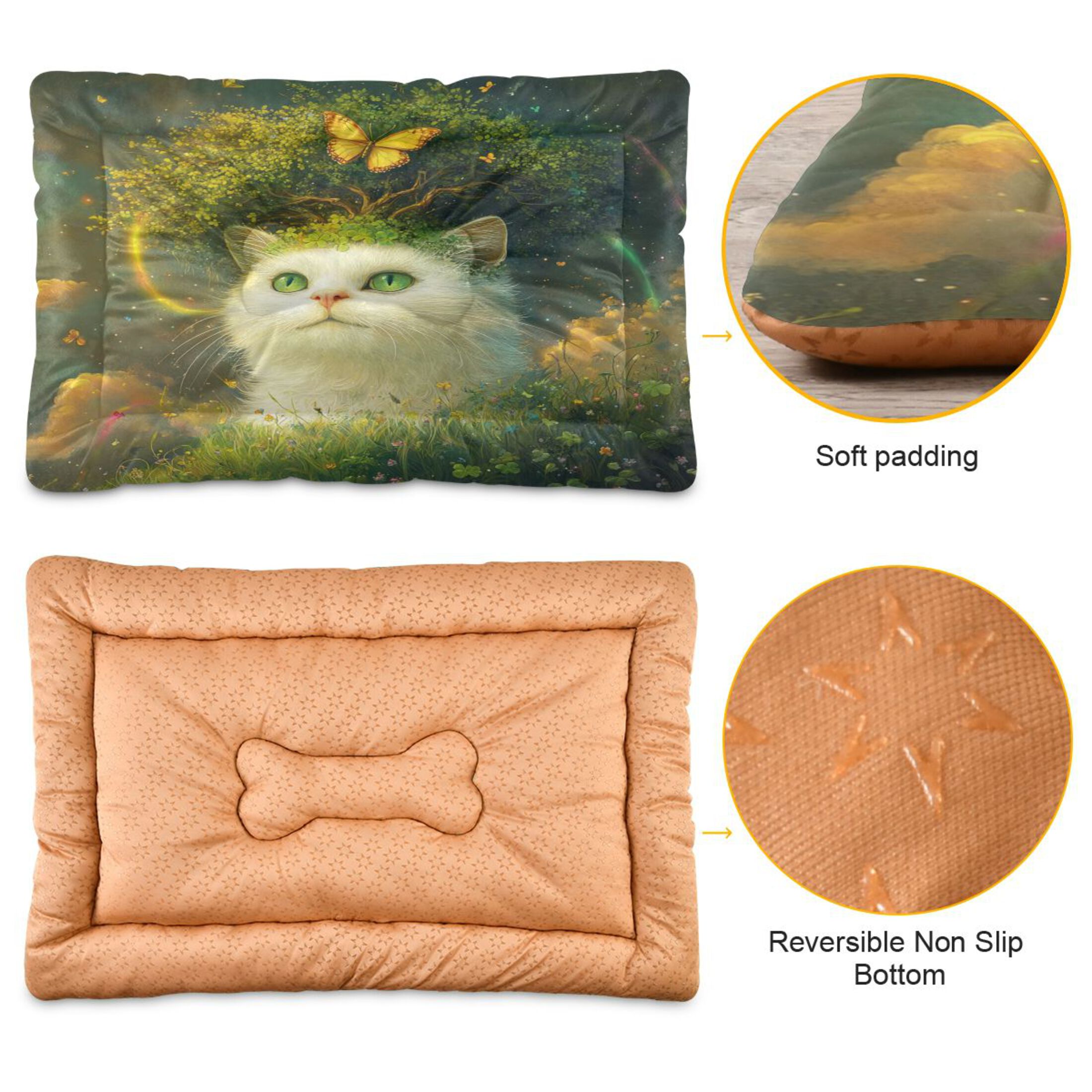 Qxltty Forest White Cat Ped Pad Wear-resistant and Hard to Bite Through Sleeping Pad for Small Medium Large Dogs Winter Pet Bed 36×24in
