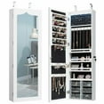 thumbnail image 1 of Gymax Armoire à Bijoux Murale avec Miroir LED et Serrure, Blanc, 1 of 10