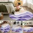 thumbnail image 6 of Purple Waves Coastal 6ft Round Rug, PurpleOmbre Summer Beach Oceans Non-Skid Rubber Backing Large Area Rugs - Living Room Bedroom Home Office, Indoor Floor Mat Carpets Washable Rug, 6 of 9