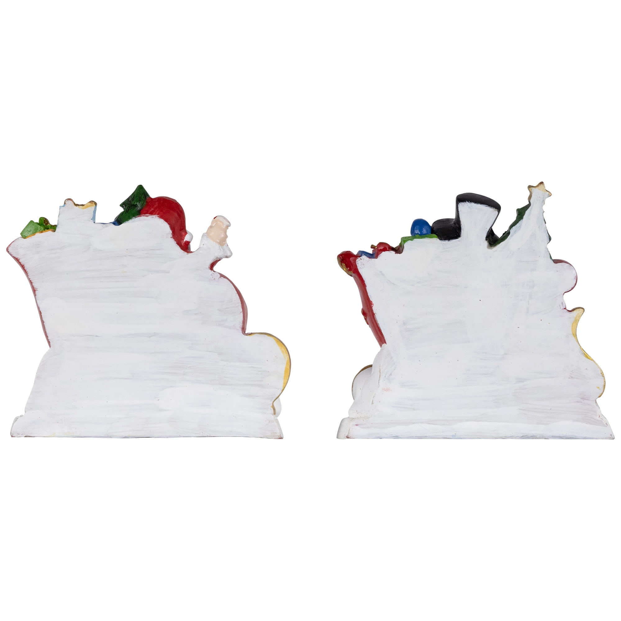 Northlight Santa and Snowman Sleigh Ride Christmas Stocking Holders - 4.25" - Set of 2