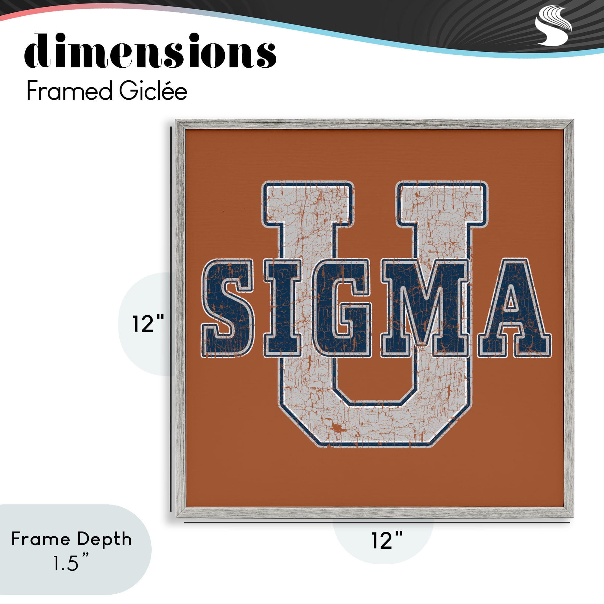 Stupell Industries Sigma University on Brown Gray Framed Giclee Art, design by Grotto Studios