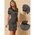 thumbnail image 2 of DARING DIVA Peter Pan Collar Plaid Puff Mini Tweed Dress L Black, 2 of 6