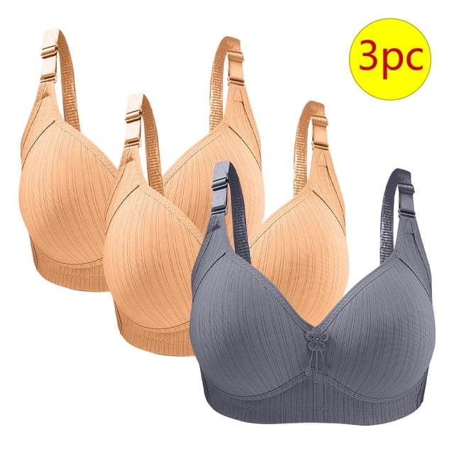 Bras for Women, 3PC Womans Large Size Solid Color Without Steel Ring Gathering Comfortable Bras Daily Bra