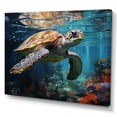 thumbnail image 2 of Designart "Turtle Encounter Green Blue Marine Animals III" Marine Animals Wall Decor, 2 of 5