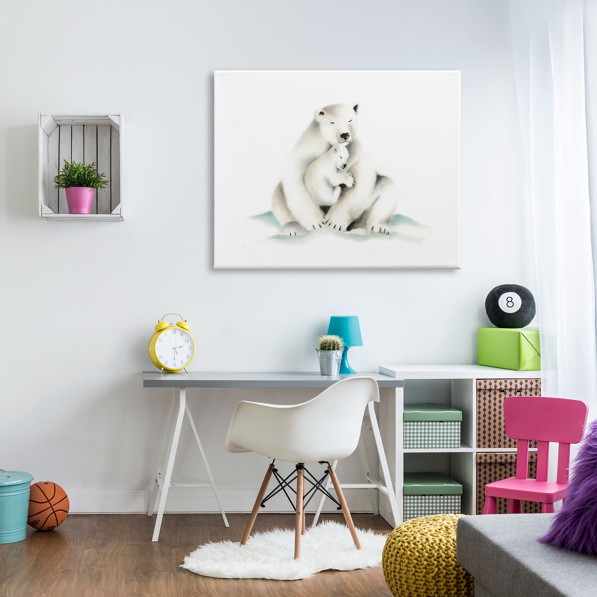 The Kids Room by Stupell Cute Cartoon Baby Polar Bear Family Zoo Animal Painting Super Canvas Wall Art by Studio Q by Studio Q