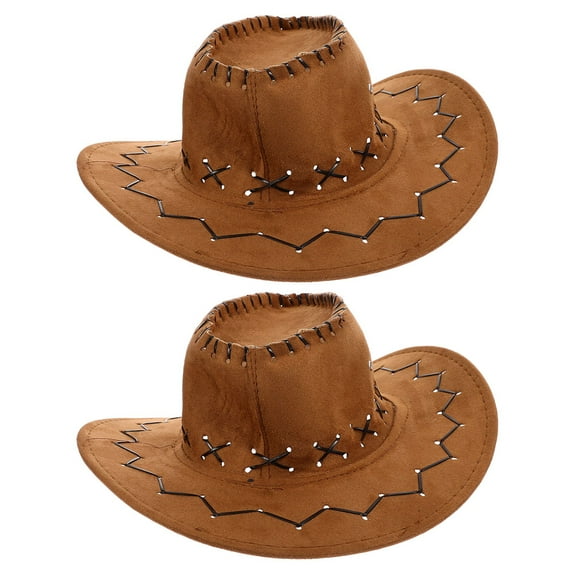LITINKIMI 2Pcs Toddler Woody Hat Classic Rodeo Fedora Style Chocolate PU Sun Protection for Outdoor Activities