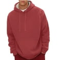 thumbnail image 4 of Lovskoo Mens Winter Hoodies Warm Fleece Sherpa Lined Winter Warm Pullover Hooded Sweatshirt Claret, 4 of 9
