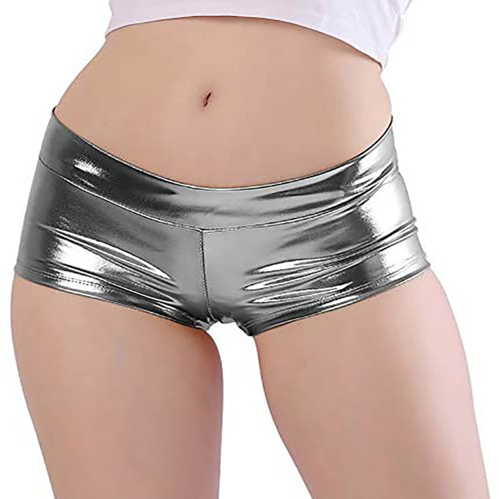 Ladies Girls Camouflage Metallic Shiny Wet Look Hot Pants Mini Short Disco Party 