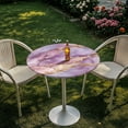 thumbnail image 3 of SEANATIVE 4 PCS Round Table Covers Elegant Cocktail Table Topper Cap Bar Tablecloth with Elastic Edges Stylish Party Table Decorations for 24'' Round Tables, Pink Violet Marble, 3 of 7