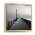Designart "Pier Horizon In Monochromatic Black And White III" Coastal