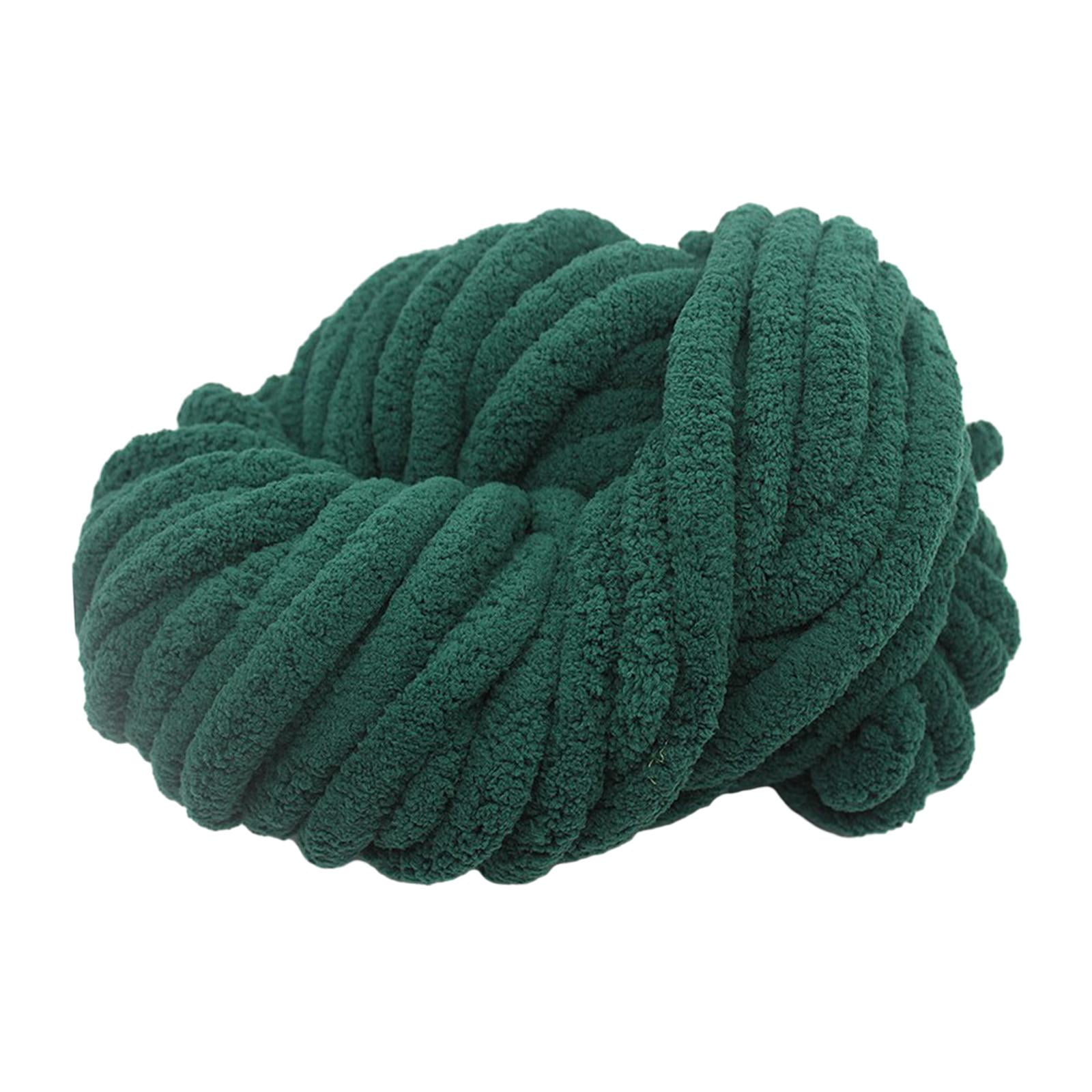 Abbraccia Chunky Chenille Yarn for Crocheting, Bulky Thick Yarn for Knitting,Super Bulky Chunky Yarn for Hand Knitting Blanket Dark Green