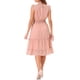thumbnail image 3 of Vestido de gasa sin mangas para mujer Inspire Chic con cintura fruncida y estrellas metálicas doradas, vestido de fiesta color rosa polvo talla S, 3 of 6
